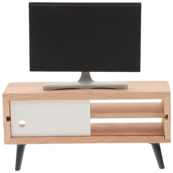 Toyvian 1/12 Scale Dollhouse Miniature Tv Dollhouse Living Room Television Mini Tv Cabinet Doll House Furniture Tiny Set for Furniture Decor Accessories