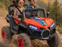 Toyzone Swanky Electric Jeep (Red) | 12V Rechargeable Ride on with 8Ah Battery | Music Player with BT, USB & AUX | Smooth Acceleration | 6M Battery Warranty | Age 3-12 Years, Upto 50 kg