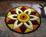 Traditional As Well As Cotton Antiskid Modern Round Rangoli Door Mat For Home Decoration (24X24 Inch, Red)