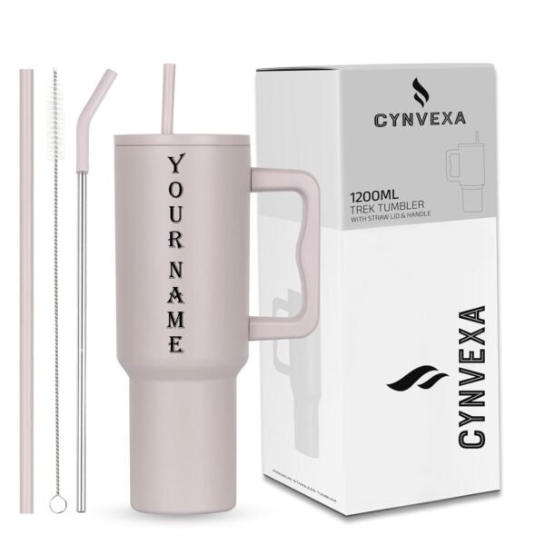 Tumbler with lid and Straw 1200ML Cup Stainless Steel Vacuum Insulated Tumbler for Water, Iced Tea or Coffee 1.2L Office Gym Travelling (Rose Custome)