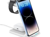 UNIGEN UNIDOCK 250 [2021] 3-in-1 Wireless Charging Stand with 15W Type-C PD for iWatch SE/6/5/4/3/2, AirPods 2/3/Pro, iPhone & Qi Devices (White)