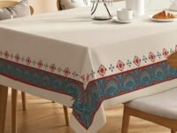 Urban Space Sicilia Table Linen Collection - Premium Water & Stain Resistant Dining Table Cover for 4 Seater, Anti Skid Table Cloth for Center Table (Blue Noon, 4 Seater 52" x 72")