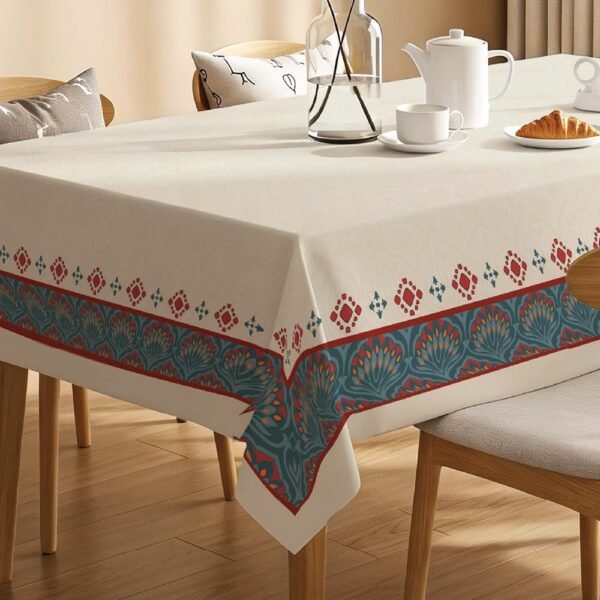 Urban Space Sicilia Table Linen Collection - Premium Water & Stain Resistant Dining Table Cover for 4 Seater, Anti Skid Table Cloth for Center Table (Blue Noon, 4 Seater 52" x 72")