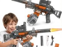 VikriDA Transparent UMP45 Style Electric Automatic Water Gun with Sensor Light | Rechargeable Water Blaster for Kids 4+ | Pool & Beach Outdoor Summer Toy – Multicolor