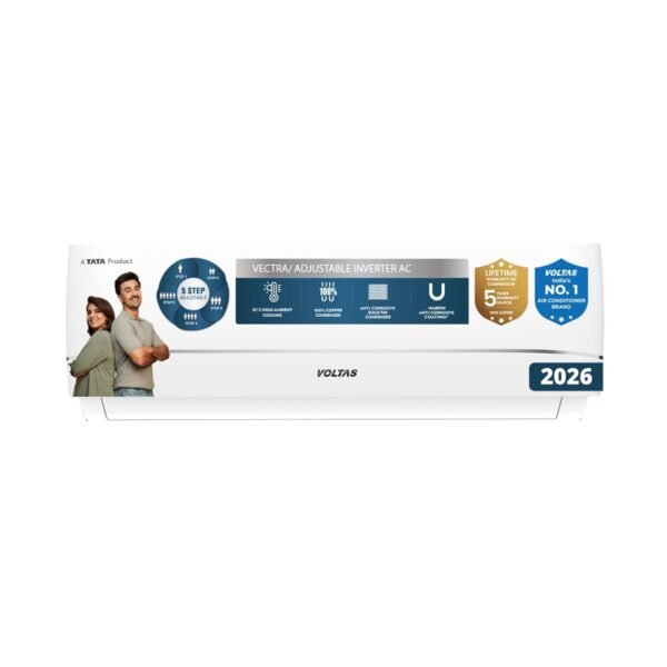 Voltas 1.5 ton 3 star,New star rated, Rating Inverter Split AC (Copper, Convertible 5-in-1 Cooling Mode, 2-Way Air Swing, Anti-dust Filter with Anti Microbial Coating, Auto Clean (183INV CAV, White)
