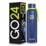 Water Bottle 1 LTR Stainless Steel | Hot and Cold Flask | ISI Certified Steel Bottle | Three Layer Insulation | Leakproof | for Home, Office | 2-Year Warranty |Bravo 1000| Denim Blue