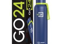 Water Bottle 1 LTR Stainless Steel | Hot and Cold Flask | ISI Certified Steel Bottle | Three Layer Insulation | Leakproof | for Home, Office | 2-Year Warranty |Bravo 1000| Denim Blue