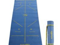 WiseLife TRU Alignment Yoga Mat + Sleek Yoga Strap for Men and Women (ProBalance TPE Material 6mm Extra Thick Extra Long Extra Wide) (Midnight Blue)