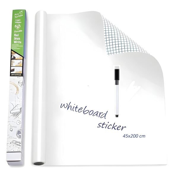 YAJNAS 45x200 CM Whiteboard Sticker for Kids, Home, School & Office, Self-Adhesive Removable, Waterproof White Board Sticker Perfect for Writing & Drawing on Smooth Surfaces -1.5 x 6.5 Ft