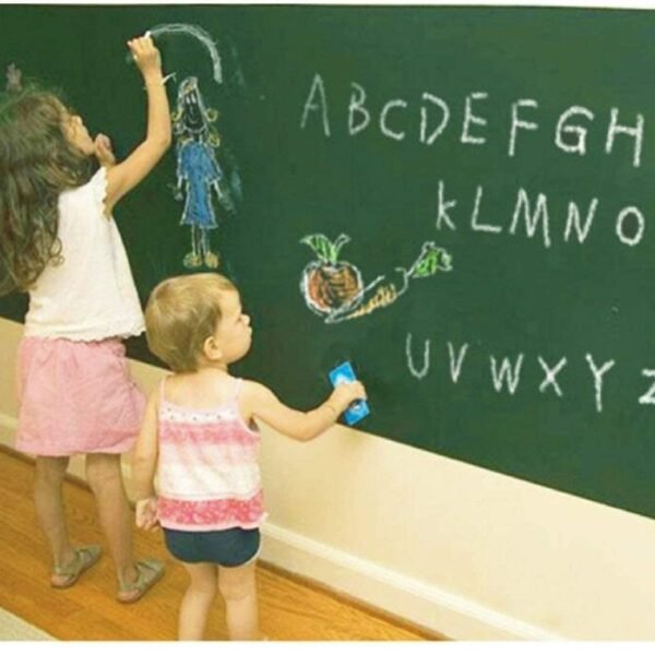 YAJNAS Vinyl Green Chalkboard Wall Sticker 1.5 x 6.5 Feet | Removable Chalkboard with 5 Chalks, Self-Adhesive Waterproof Blackboard for Home, School, Office, Kitchen, Kids Room, Writable & Reusable
