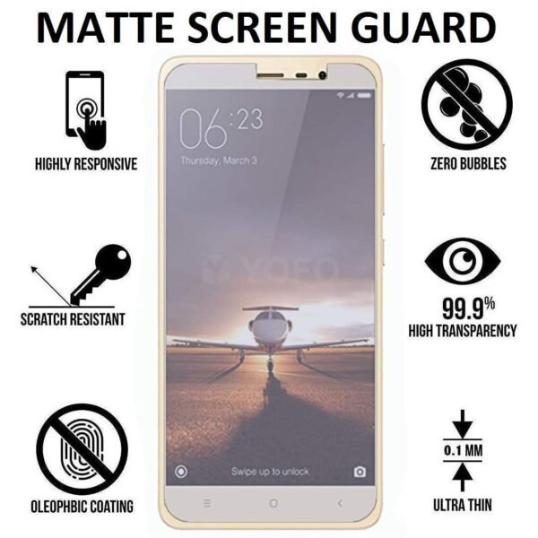 YOFO Anti Glare Matte Finish Anti-Fingerprint 9H Ceramic Glass Screen Protector for MI Redmi Note 3 (Transparent)