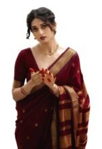Yashika Women's Banarasi Kanjivaram Cotton Silk Saree With Unstitched Blouse Material