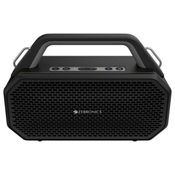 ZEBRONICS Prima, Portable Bluetooth Speaker, 90 Watts, Upto 9 Hours Playback, Dual 11.8cm Drivers, Dual Passive Radiators, BTv5.4 | TWS | AUX | USB, Carry Strap, Deep Bass, Splash Proof (Black)