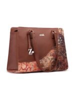 ZOUK Women's Office Essential Bag | Jute | Vegan Leather Handcrafted Tote Bag With Double Handle Shoulder Strap