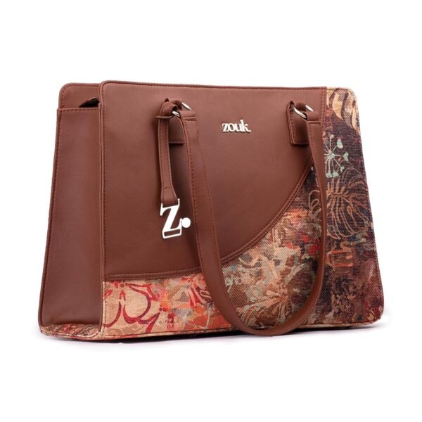 ZOUK Women's Office Essential Bag | Jute | Vegan Leather Handcrafted Tote Bag With Double Handle Shoulder Strap