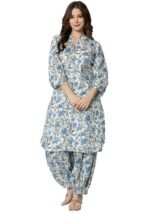 rytras Women Pure Cotton Printed Straight Kurta Set with Palazzo Pants - Ethnic Wear