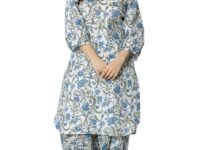 rytras Women Pure Cotton Printed Straight Kurta Set with Palazzo Pants - Ethnic Wear