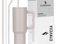 Tumbler with lid and Straw 1200ML Cup Stainless Steel Vacuum Insulated Tumbler for Water, Iced Tea or Coffee 1.2L Office Gym Travelling (40-Oz-Rose)