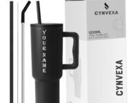 Tumbler with lid and Straw 1200ML Cup Stainless Steel Vacuum Insulated Tumbler for Water, Iced Tea or Coffee 1.2L Office Gym Travelling (Black Custome)