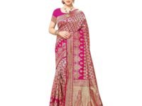 Yashika Women's Trendy Banarasi Kanjivaram Navy Color Art Silk Saree with Blouse Material