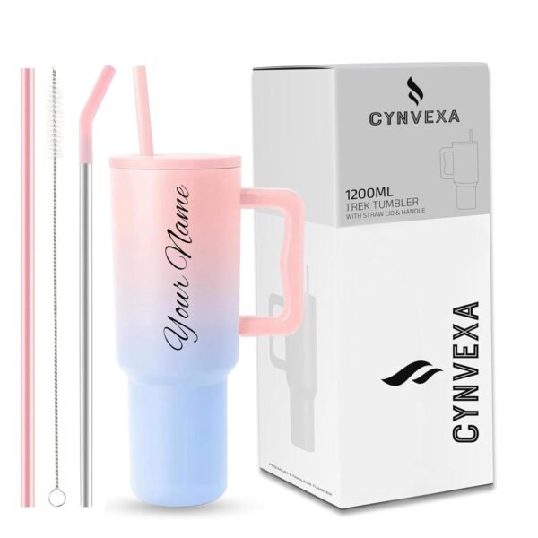 CYNVEXA Personalized with Your Name, Tumbler with lid and Straw 1200ML Cup Stainless Steel Vacuum Insulated Tumbler for Water, Iced Tea or Coffee 1.2L Office Gym Travelling (Candy HASE)