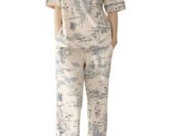 Louis Luxe Womens Korean Night Dress || Full Pyjama Set || Korean Nightsuit || Women Nightwear ||Round Neck Full Sleeve Nightsuit || Loungewear || Everyday Nightdress (ND-17)