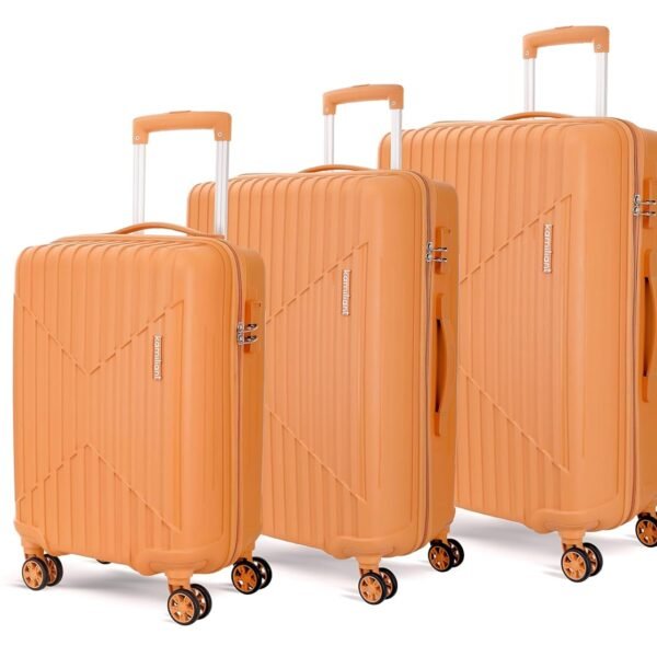 KAMILIANT by American Tourister Savvy|Trolley Bag Set of 3 (55+70+80 cms) for Travel| Hard Case Polypropylene (PP) Suitcase|360° 8-Wheel Spinner Luggage Trolley|Combination Lock|Orange Pastry