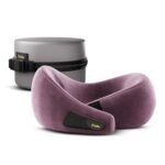 Frido Travel Neck Pillow, 100% Hi-Per Foam, Lightweight Neck Support Pillow, Neck Pillow for Flight Travel, Memory Foam Car Neck Pillow, Adjustable Velcro Straps, Free Travel Pouch (Pink)