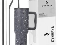 Tumbler with lid and Straw 1200ML Cup Stainless Steel Vacuum Insulated Tumbler for Water, Iced Tea or Coffee 1.2L Office Gym Travelling (Grey Paint)