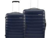American Tourister Trolley Bags for Travel | Barcelona 55 Cms, 69 Cms Polycarbonate Hardsided Set of 2 Luggage Bags | Suitcase for Travel | Luggage Bags | Trolley Bags for Travelling, Midnight Blue