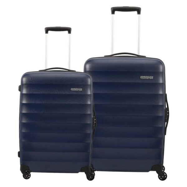 American Tourister Trolley Bags for Travel | Barcelona 55 Cms, 69 Cms Polycarbonate Hardsided Set of 2 Luggage Bags | Suitcase for Travel | Luggage Bags | Trolley Bags for Travelling, Midnight Blue