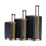 MOKOBARA The Transit Luggage Set of 3 | 40L, 65L & 100L Capacity | Polycarbonate Hardshell | Silent Hinomoto Wheels | for All Travel Needs | Black | Money Moves Sunray