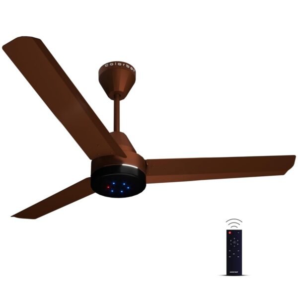 Colorbot Stella BLDC Ceiling Fans 1200mm | BEE 5 Star Rated Power Saver | AeroQuiet+ Technology | 370 RPM | Remote Control (Boost, Timer, LED, Reverse Mode) | 4 Years Warranty (Cocoa Brown)