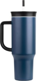 Tumbler with lid and Straw 1200ML Cup Stainless Steel Vacuum Insulated Tumbler for Water, Iced Tea or Coffee 1.2L Office Gym Travelling (Nevy Blue O)