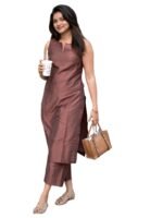 ANNI Designer Women’s Rayon Viscose Straight Solid Kurta with Palazzo Set | Sleeveless Ethnic Wear | Comfortable Two Piece Outfit for Office, Casual & Daily Use