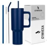 Tumbler with lid and Straw 1200ML Cup Stainless Steel Vacuum Insulated Tumbler for Water, Iced Tea or Coffee 1.2L Office Gym Travelling (Navy Blue)