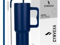 Tumbler with lid and Straw 1200ML Cup Stainless Steel Vacuum Insulated Tumbler for Water, Iced Tea or Coffee 1.2L Office Gym Travelling (Navy Blue)