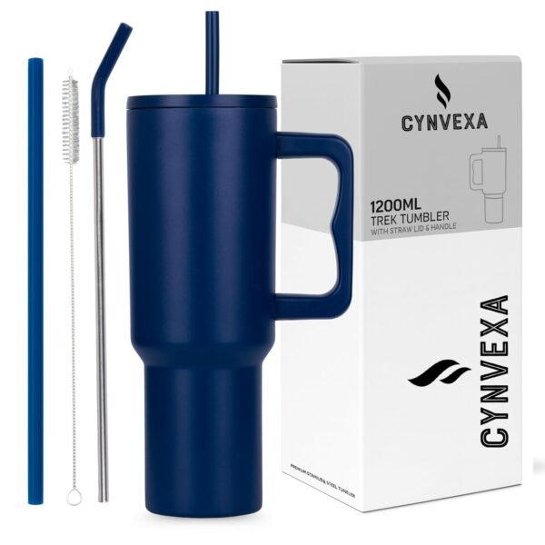 Tumbler with lid and Straw 1200ML Cup Stainless Steel Vacuum Insulated Tumbler for Water, Iced Tea or Coffee 1.2L Office Gym Travelling (Navy Blue)