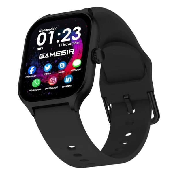 GameSir H18 Pro Smartwatch with Long Battery Life, 2.01" High-Resolution Screen, Bluetooth Calling, IP68 Waterproof, TFT Display, Luxury Design for Men & Women (Black)