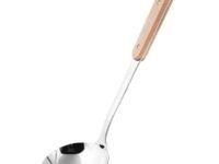 304 Stainless Steel Kitchen Utensil,Wok Ladle with Long Heat Resistant Wood Handle, 13.0 inches Soup Ladle for Wok.