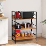 ABOUT SPACE 3-Tier Multipurpose Utility Rack (3 Ft) - Wooden Rack with Metal Frame & Adjustable Bush - DIY Open Rack/Shelf Storage Organizer for Kitchen, Living Room & Home Decor L 2.6 X B 1 Ft