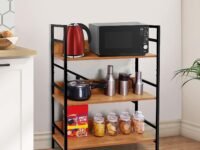 ABOUT SPACE 3-Tier Multipurpose Utility Rack (3 Ft) - Wooden Rack with Metal Frame & Adjustable Bush - DIY Open Rack/Shelf Storage Organizer for Kitchen, Living Room & Home Decor L 2.6 X B 1 Ft