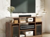 ABOUT SPACE TV Stand - Engineered Wood TV Entertainment Unit and Shelf Storage for Set Top Box,Home Theatre,Books for Living Room - TV Unit, Storage Rack - Dual Tone Brown (L 118 x B 40 x H 77cm)