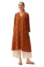 ANNI DESIGNER Viscose Printed A-Line Kurta with Palazzo for Women | Viscose Green | Long Sleeve | V-Neck | Ethnic Wear Casual Wear