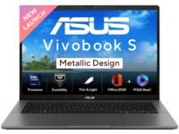 ASUS Vivobook S14, Intel Core Ultra 7 255H, Metallic Design Laptop(Intel iGPU/16GB RAM/512GB SSD/FHD+/14"/60Hz/Windows 11/M365 Basic (1Year)*/Office Home 2024/Matte Gray/1.4 Kg) S3407CA-LY083WS