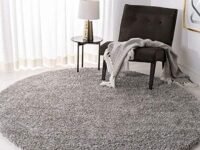 Aaho Dcor Round Rug Carpet for Bedroom,Fluffy Circle Rug for Kids Room,Shaggy Throw Rug for Nursery Room, Silver- Plain 2inch Piles Hight (4 x 4 feet)