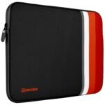 AirCase Neoprene Laptop Sleeve for 13.5-14.1 Inch Laptops | Stripe Pattern | Water-Resistant Shockproof Scratch-Proof | All 14 Inch Laptops & Chromebooks | Black Red