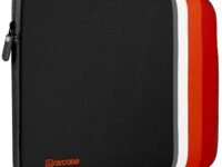 AirCase Neoprene Laptop Sleeve for 13.5-14.1 Inch Laptops | Stripe Pattern | Water-Resistant Shockproof Scratch-Proof | All 14 Inch Laptops & Chromebooks | Black Red