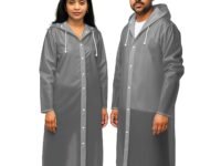 Allextreme EVA Waterproof Unisex Rain Coat Hooded Full Sleeves Outdoor Men, Women, Boys & Girls Rainwear Poncho Raincoat for Camping, Hiking & Travelling (Universal Size,1 Pc Grey)