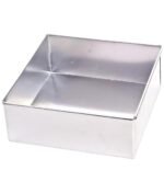 Aluminium Square Cake Mould Cake Pan Cake Tin Tray 6 Inches For Baking Half 1/2 Kg 500 Grams In Otg Microwave Pressure Cooker,Silver